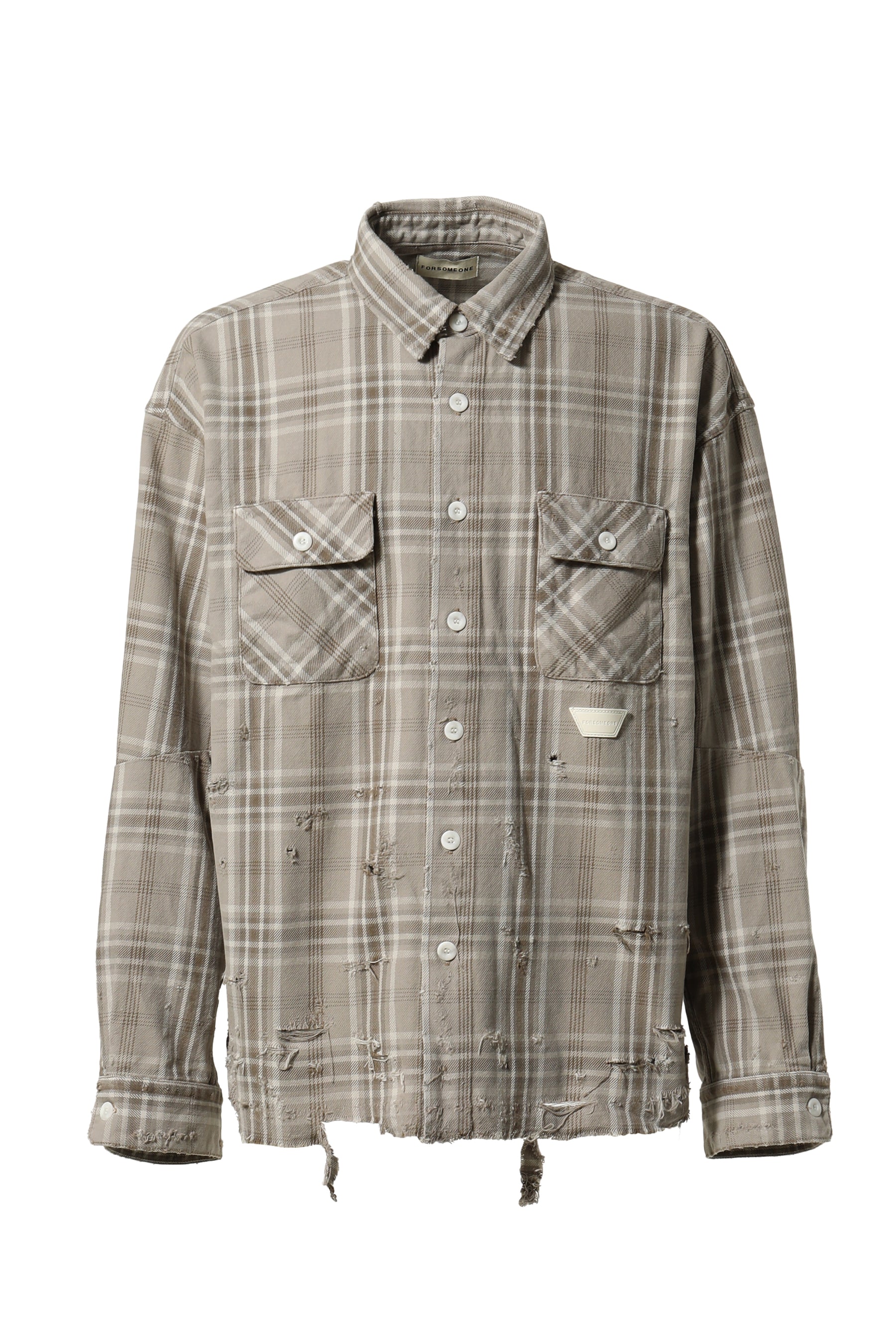 FORSOMEONE フォーサムワン FW23 HEAVY CHECK SHIRT / GRY -NUBIAN