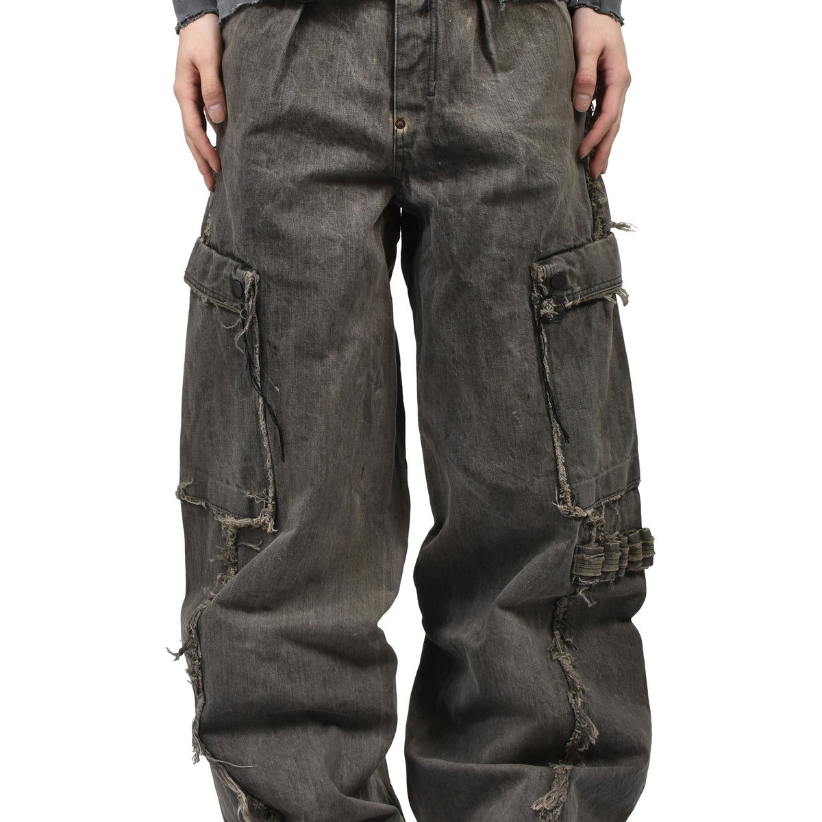 MINUS FW25 Cut-Off Slash Seam Twist Cargo Jeans / Dust Gray - Nubian