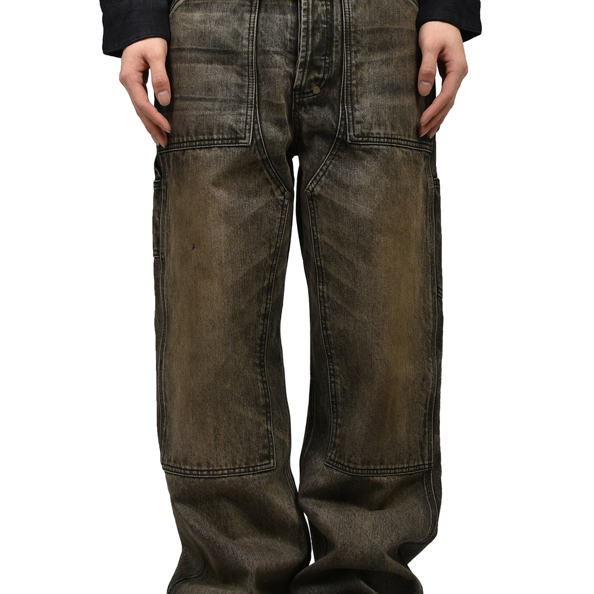 s*m様 Canyon clothing washed wide denimブラ NO MAINTENANCE No Maintenance SS26 JAPANESE DENIM DOUBLE KNEE
