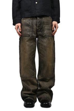 JAPANESE DENIM DOUBLE KNEE / MUD WASH BLACK