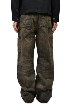 JAPANESE DENIM DOUBLE KNEE / MUD WASH BLACK