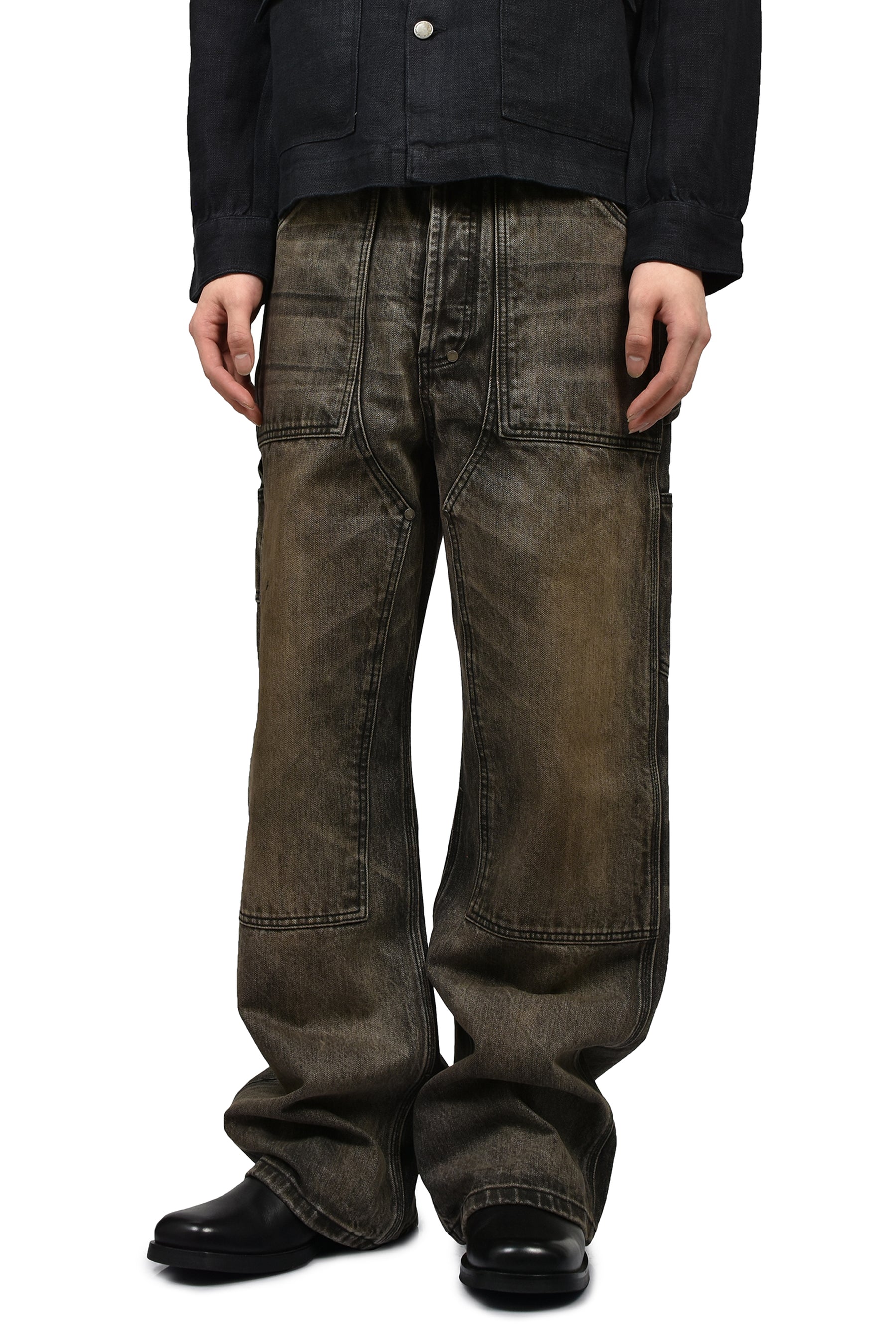 JAPANESE DENIM DOUBLE KNEE / MUD WASH BLACK
