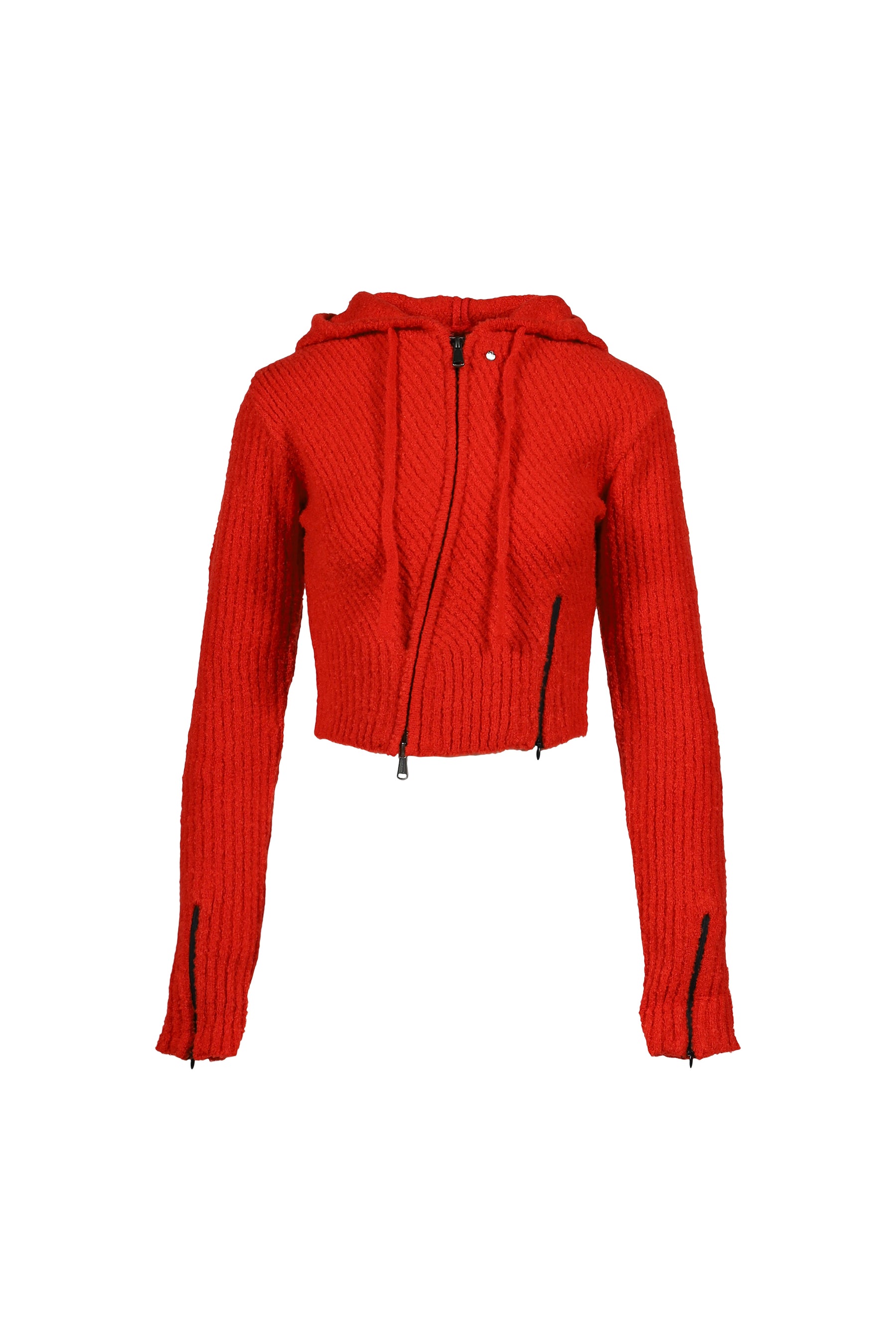 MORO KNITTED HOODIE ZIP-UP / RED 