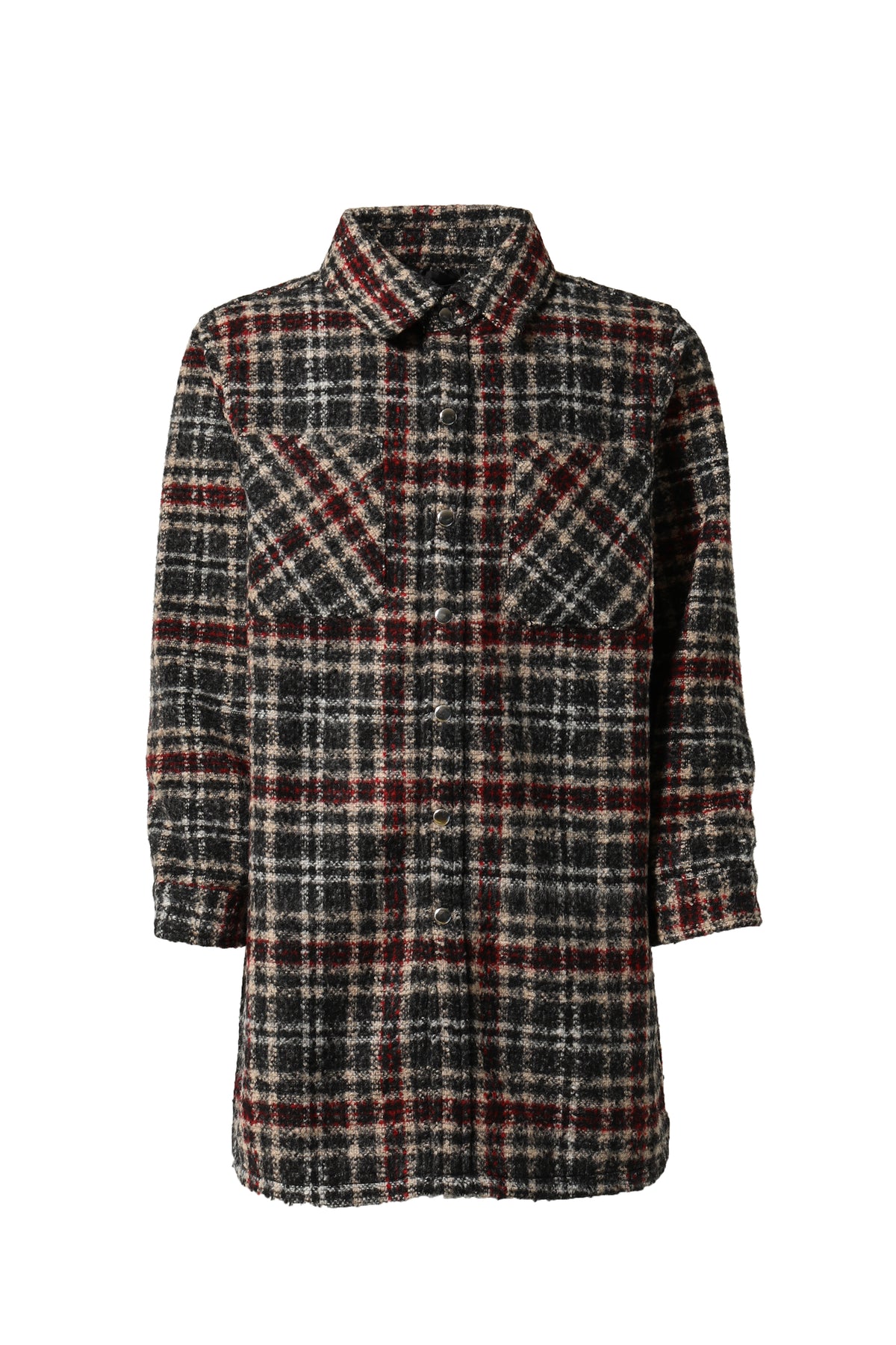 LAST NEST FLANNEL OVER LONG SHIRTS / BLK/RED
