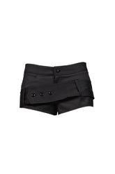 BELT DETAIL SHORTS / STRIPE BLK