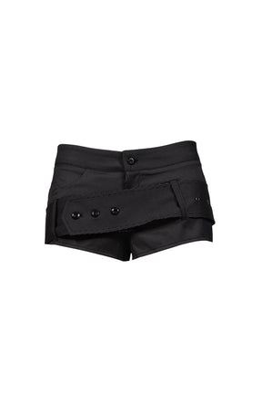 BELT DETAIL SHORTS / STRIPE BLK