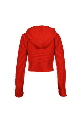 MORO KNITTED HOODIE ZIP-UP / RED 