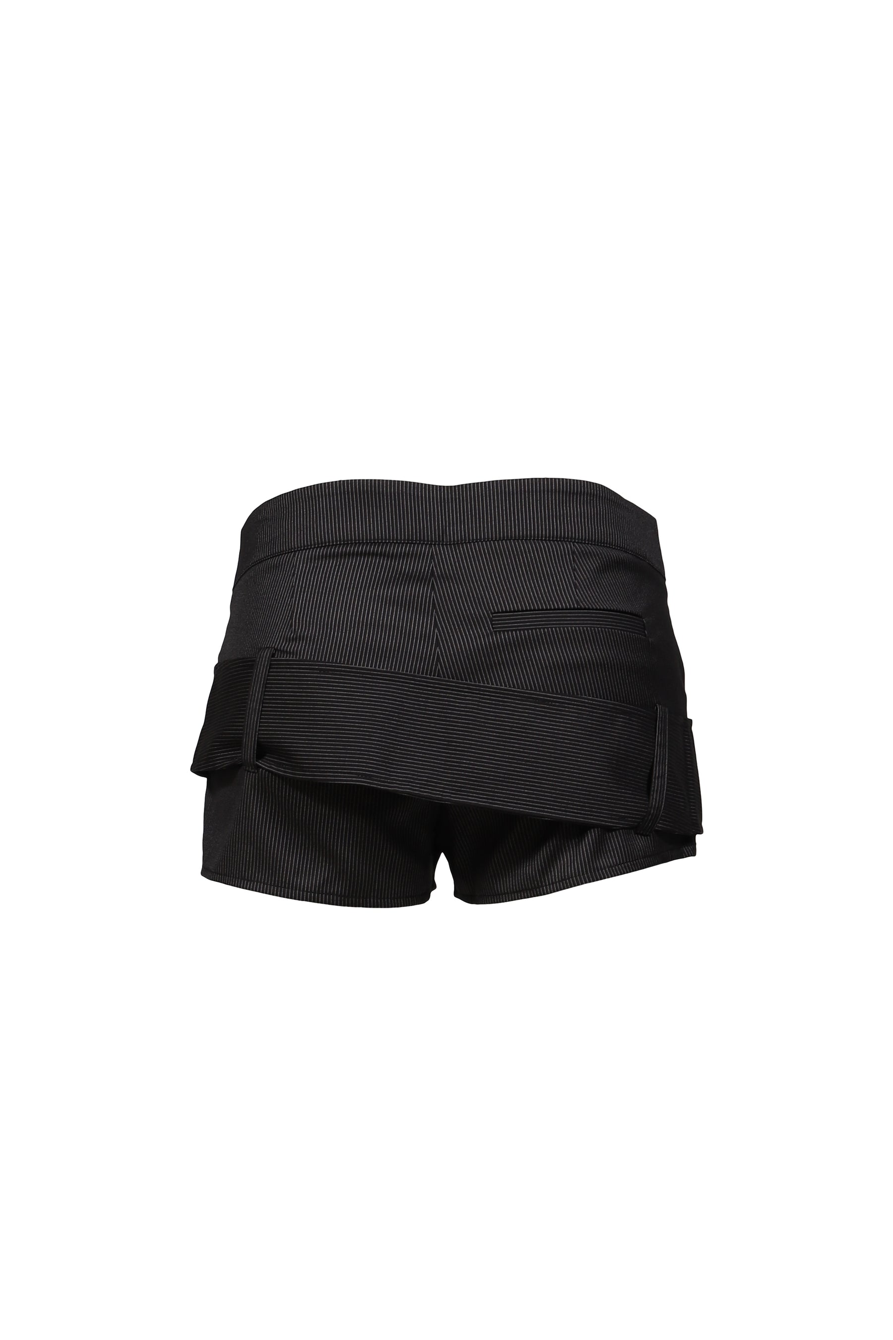 BELT DETAIL SHORTS / STRIPE BLK
