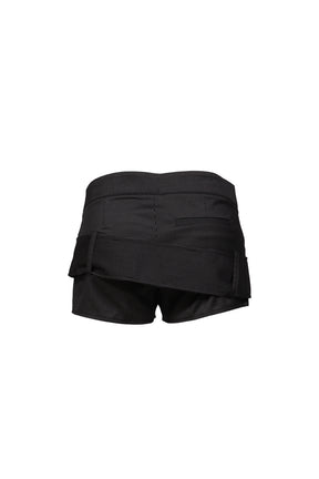 BELT DETAIL SHORTS / STRIPE BLK