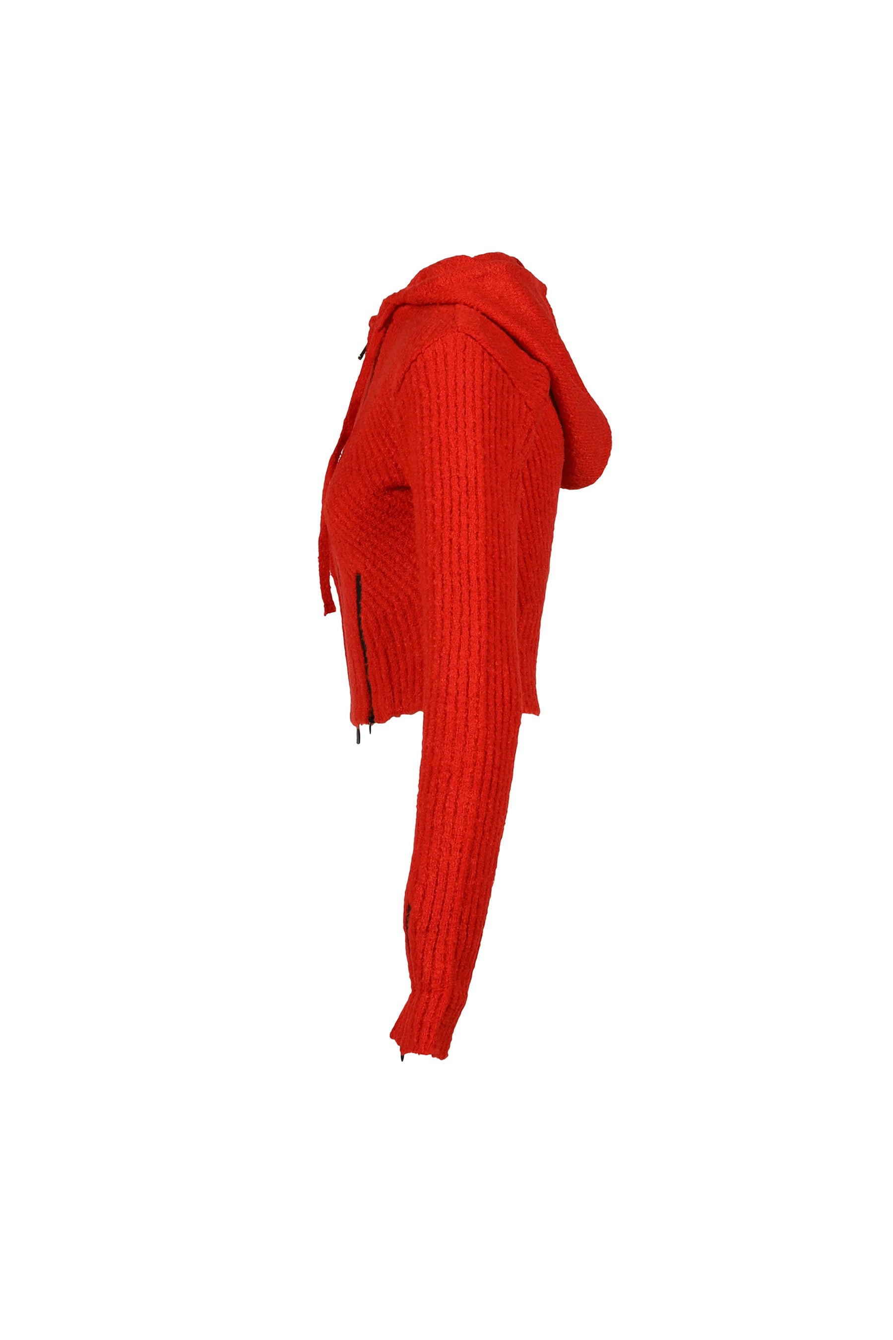 MORO KNITTED HOODIE ZIP-UP / RED 