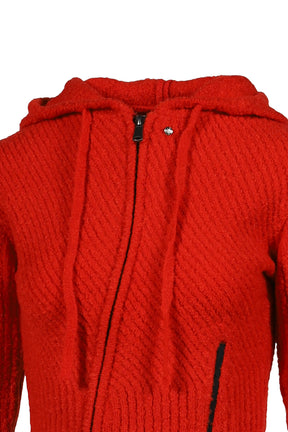 MORO KNITTED HOODIE ZIP-UP / RED 