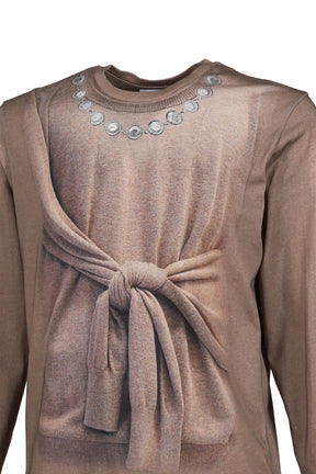 TROMPE-L'OEIL KNIT JERSEY LS T-SHIRT / BEI