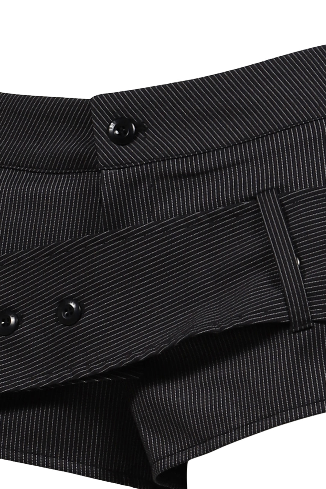 BELT DETAIL SHORTS / STRIPE BLK