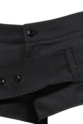 BELT DETAIL SHORTS / STRIPE BLK