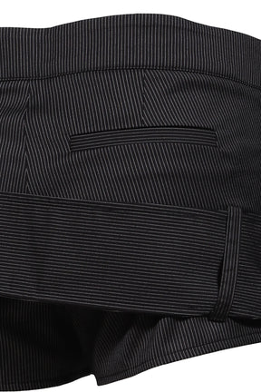 BELT DETAIL SHORTS / STRIPE BLK