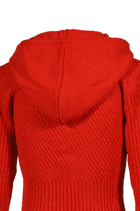 MORO KNITTED HOODIE ZIP-UP / RED 