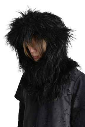 HAIRY FUR BALACLAVA / BLK