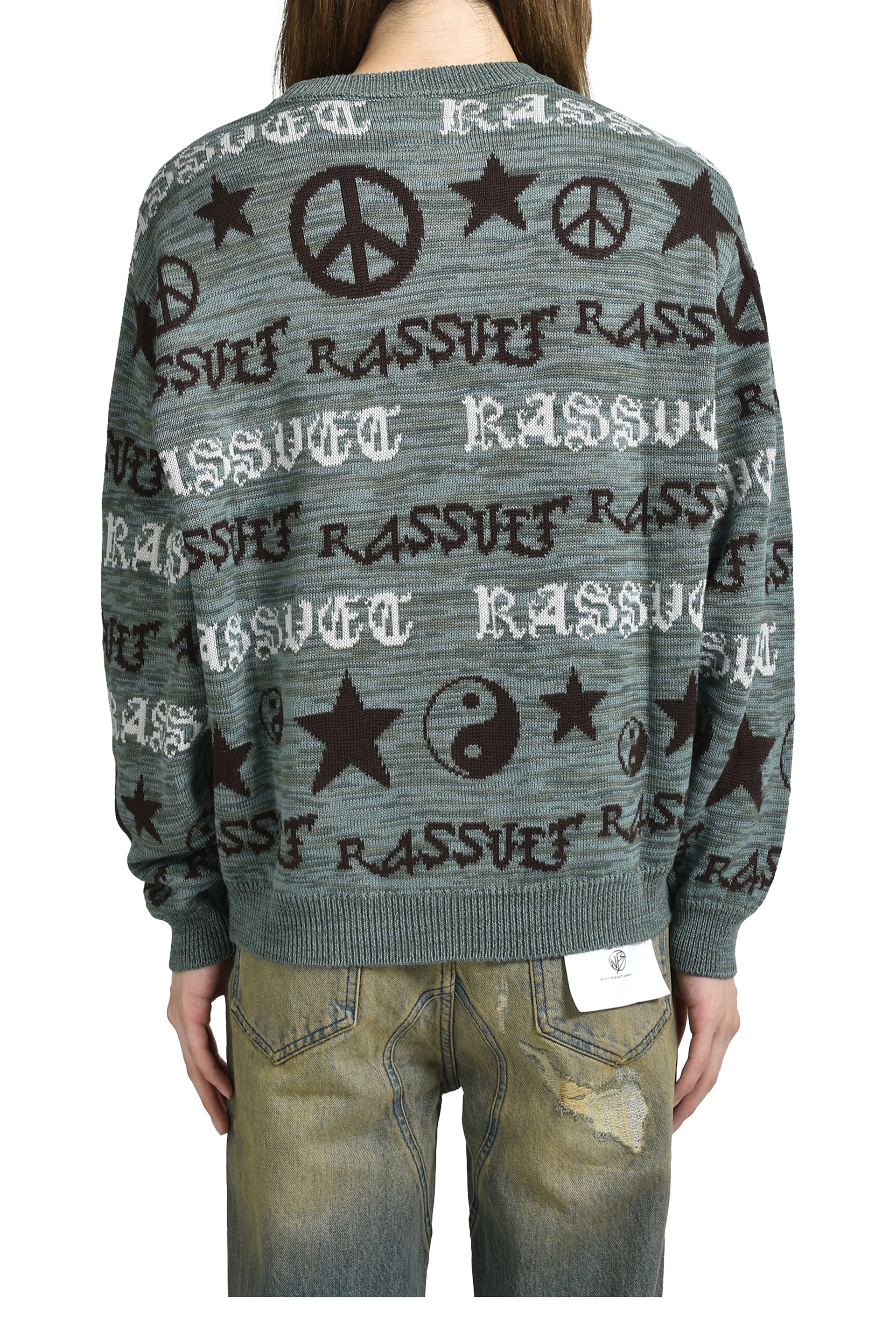 FAIRISLE KNIT SWEATER / GRY GRN