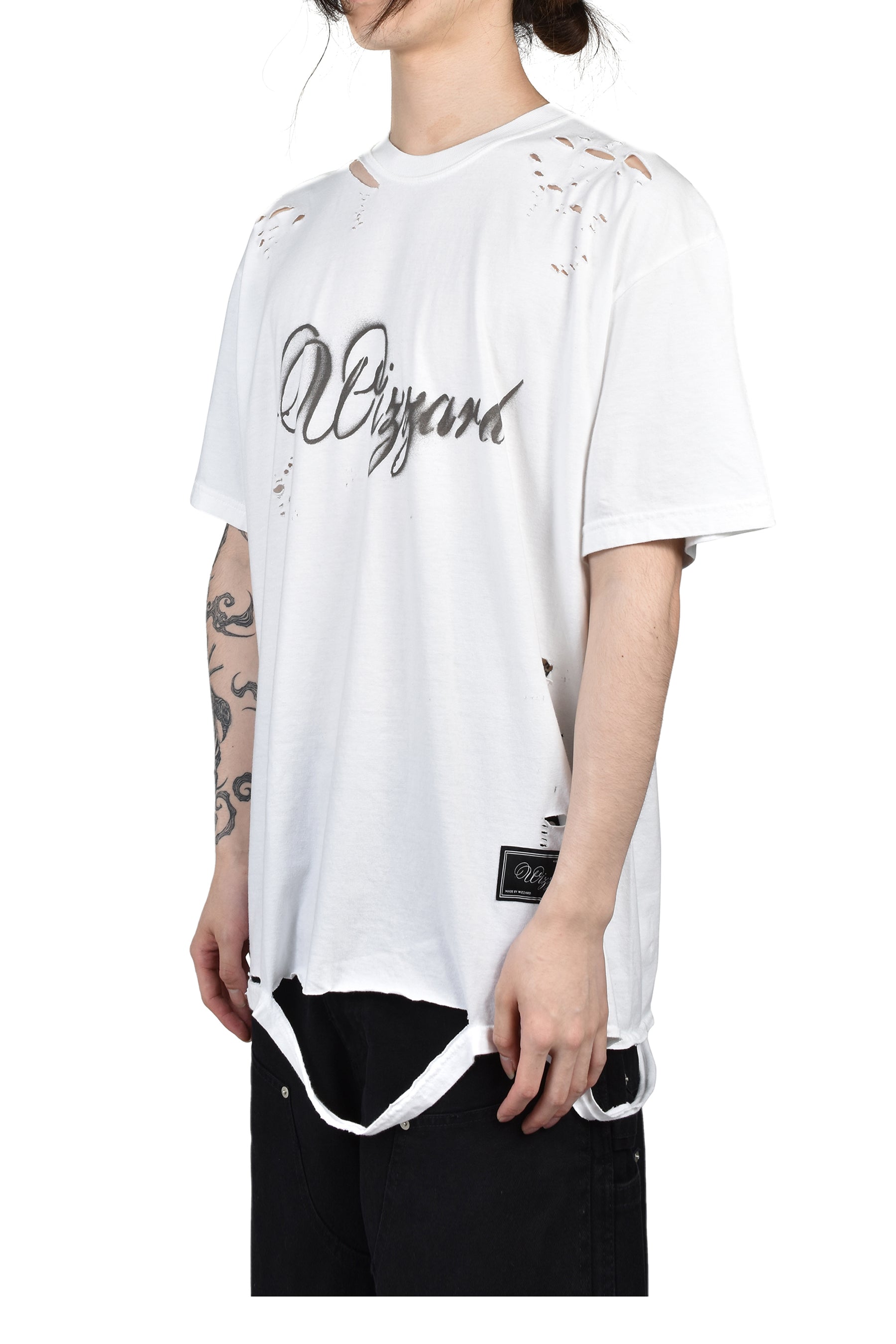 DISTRESSED GRAPHIC T-SHIRT / WHT
