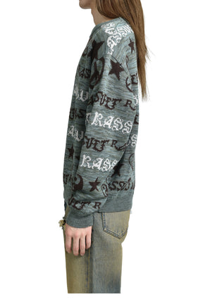 FAIRISLE KNIT SWEATER / GRY GRN