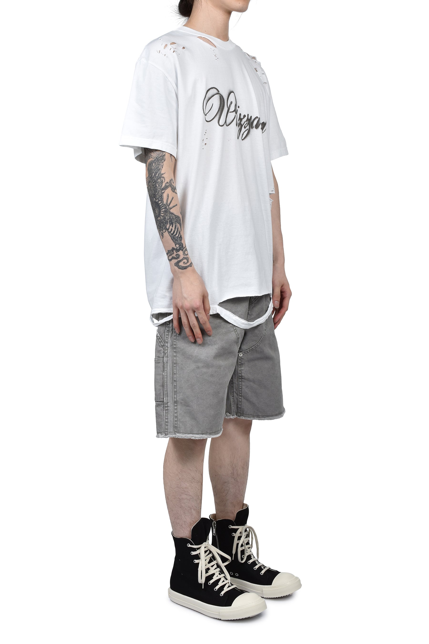 DOUBLE KNEE MOTION PLEAT CANVAS SHORT PANTS(EXCLUSIVE) / GRY