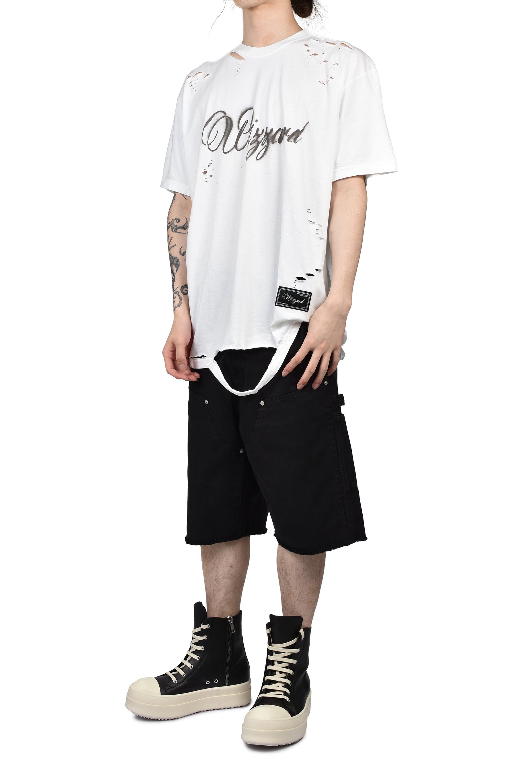 DISTRESSED GRAPHIC T-SHIRT / WHT