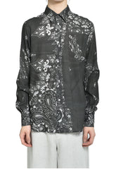 CRUSHED PAISLEY PRINT SHIRT / BLK