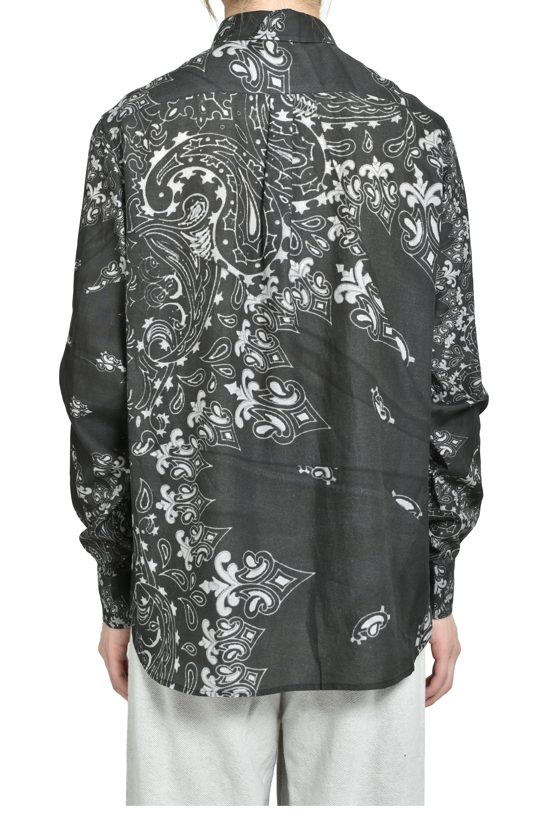 CRUSHED PAISLEY PRINT SHIRT / BLK