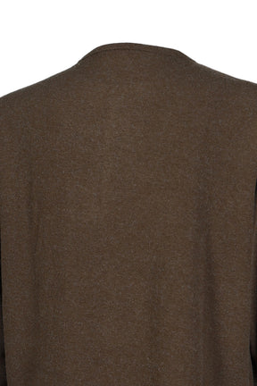 HAIRY HENLEY NECK LAYERED T-SHIRT / KHA GRN