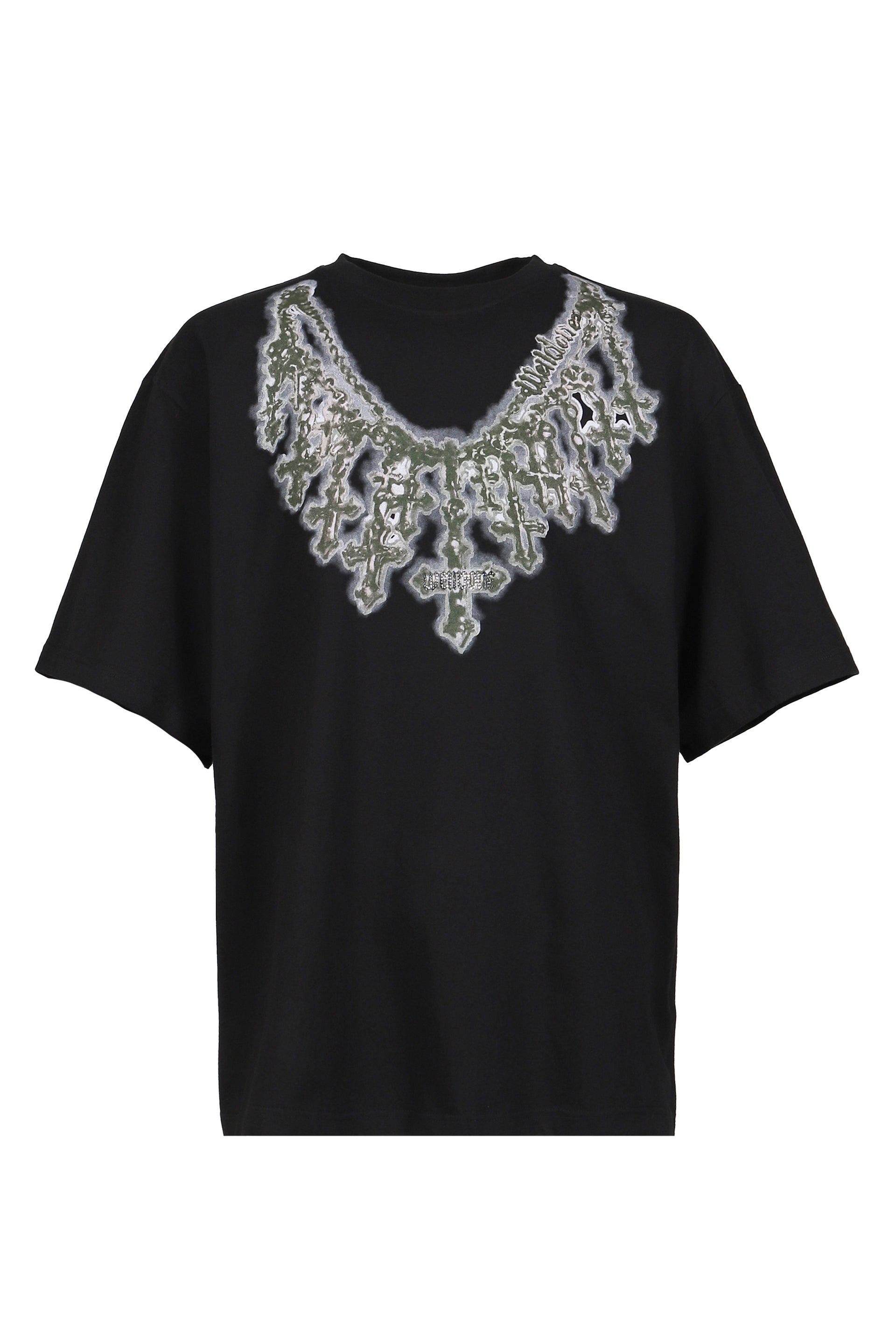 CROSS NECKLACE T-SHIRT / BLK