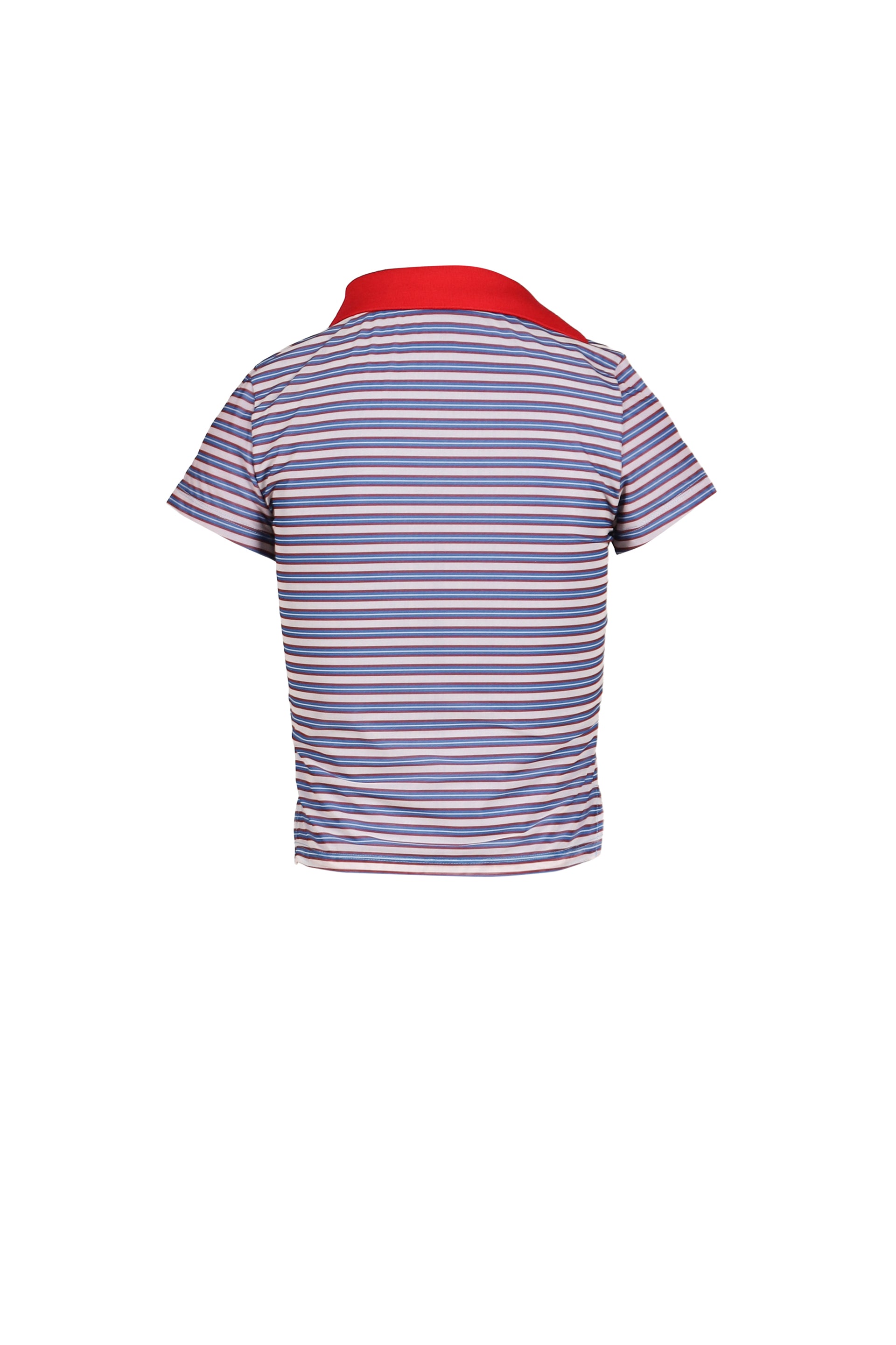 STRIPED DOUBLE-LAYERED POLO SHIRT / RED