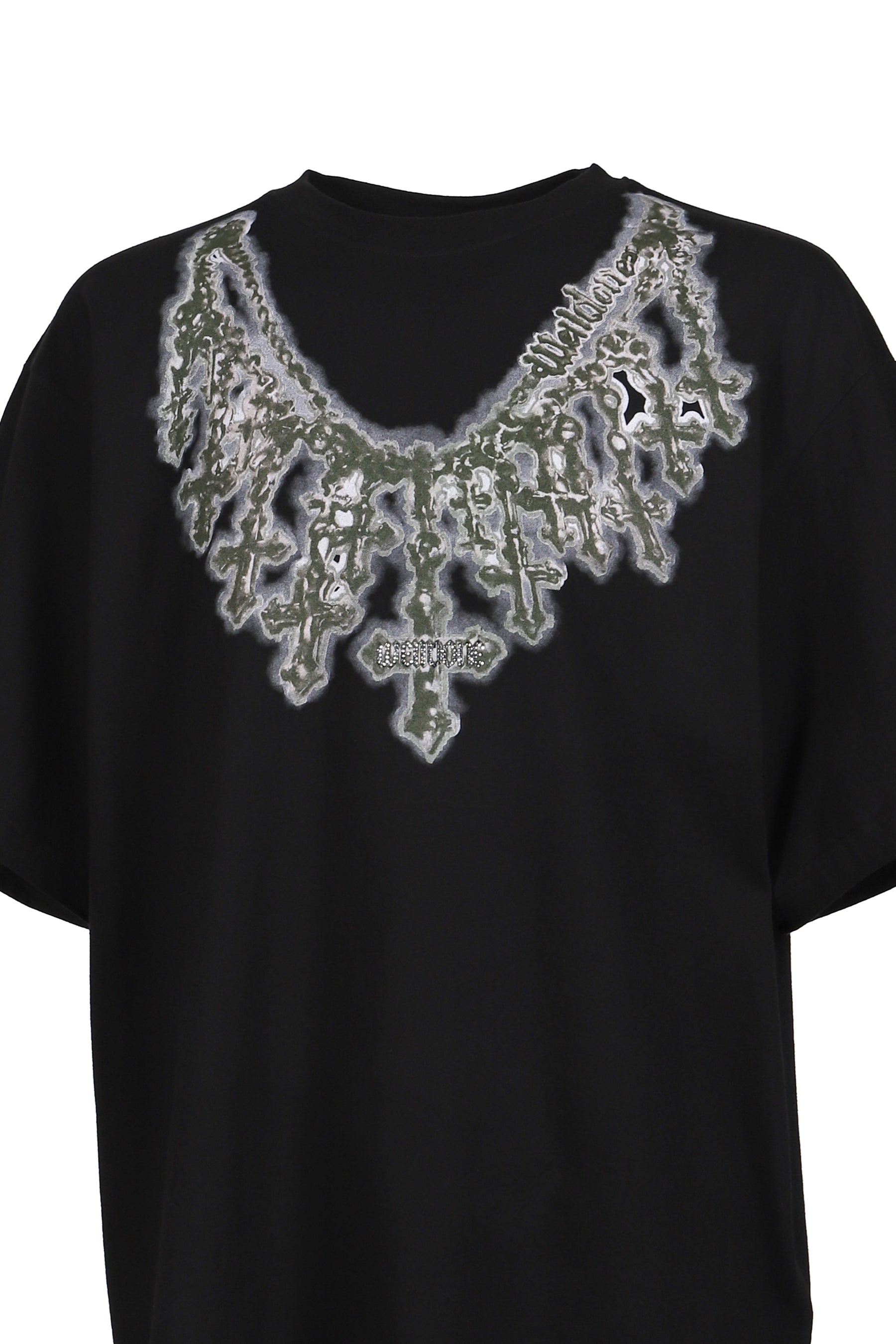 CROSS NECKLACE T-SHIRT / BLK