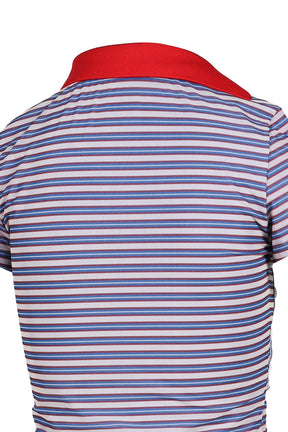 STRIPED DOUBLE-LAYERED POLO SHIRT / RED