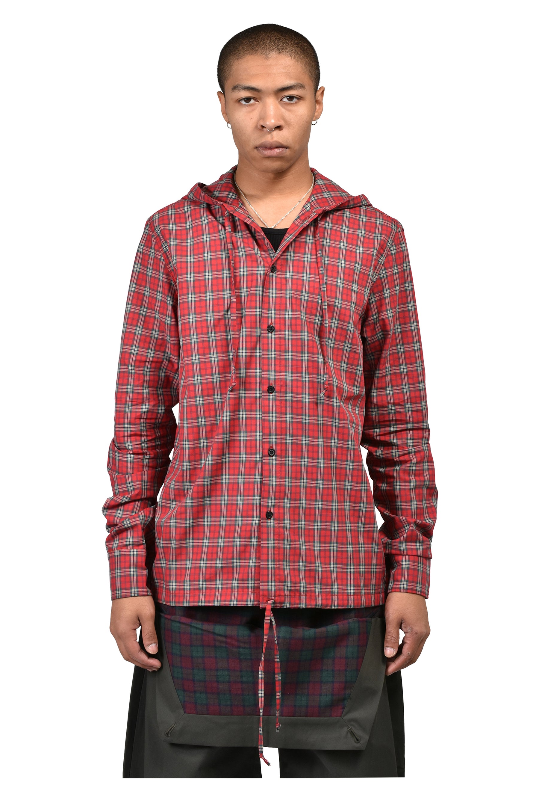 HOODED SHIRT / RED