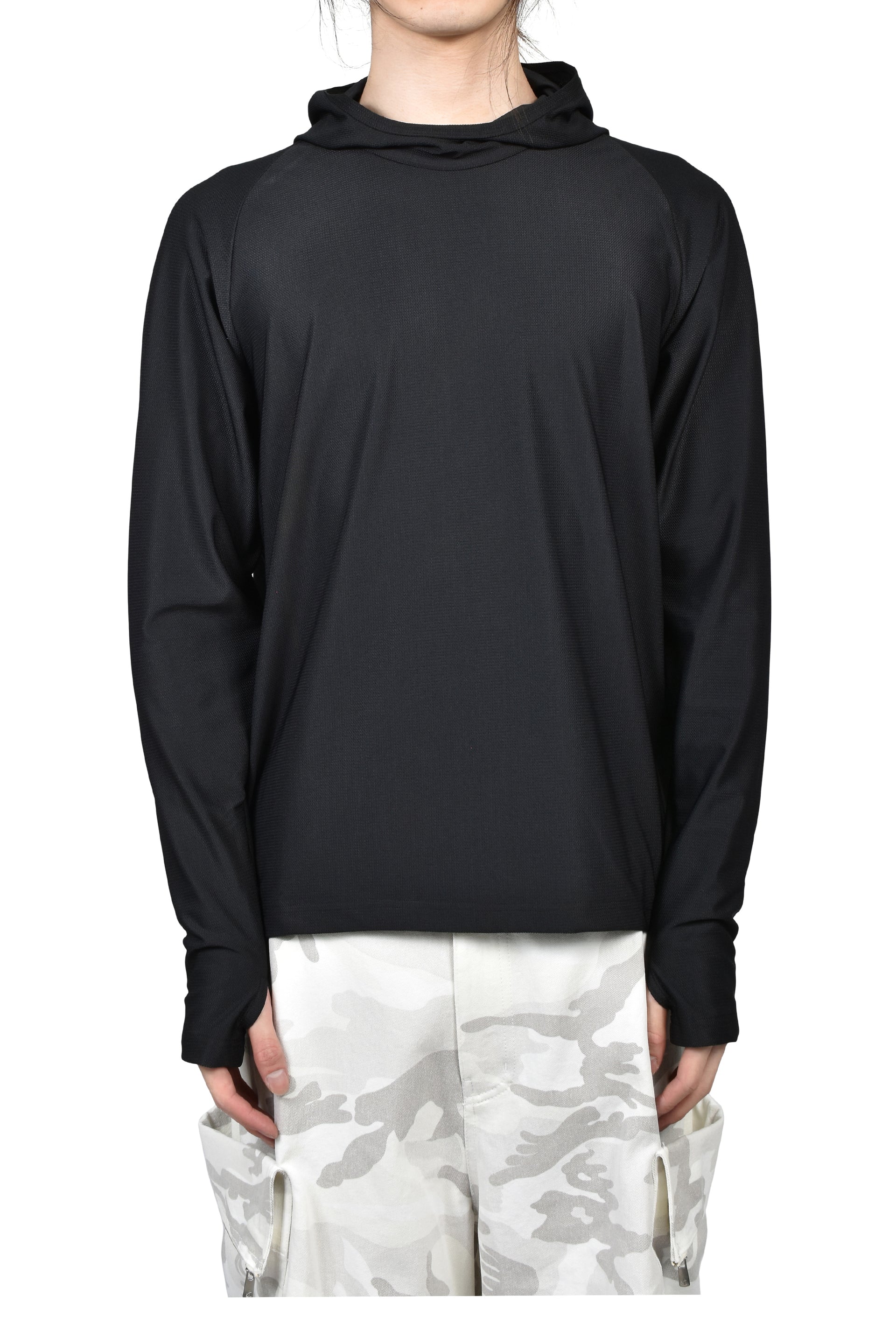 EMISHI HOODED MESH LONGSLEEVE / BLK