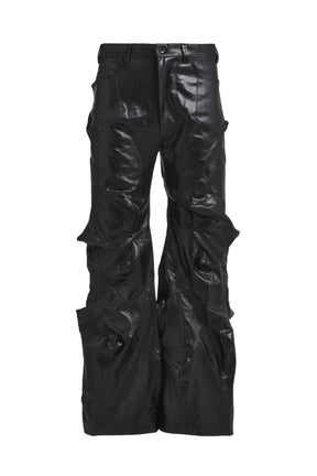 COATED WIDE DENIM TROUSER / BLK