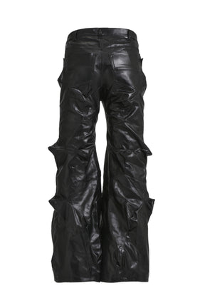 COATED WIDE DENIM TROUSER / BLK