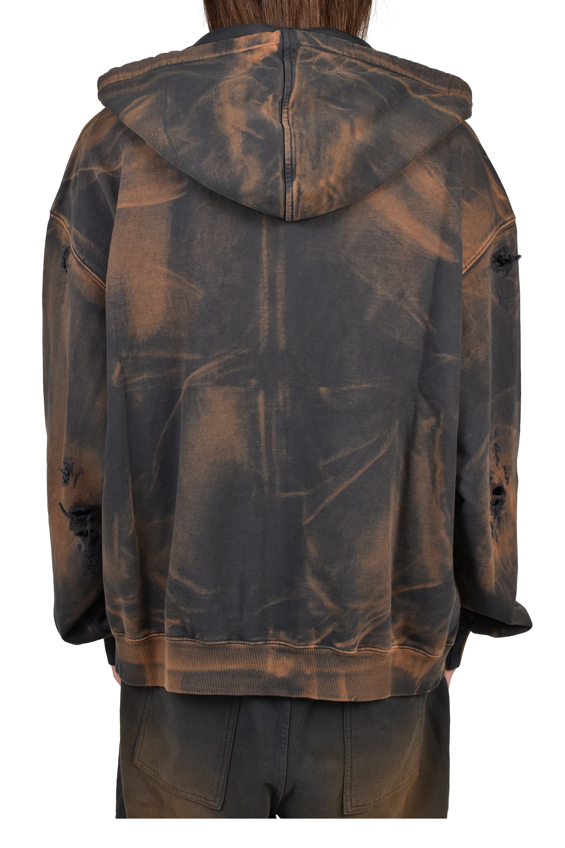 TC TWO TONE WASHED ZIP-UP HOODIE / RUST BLK