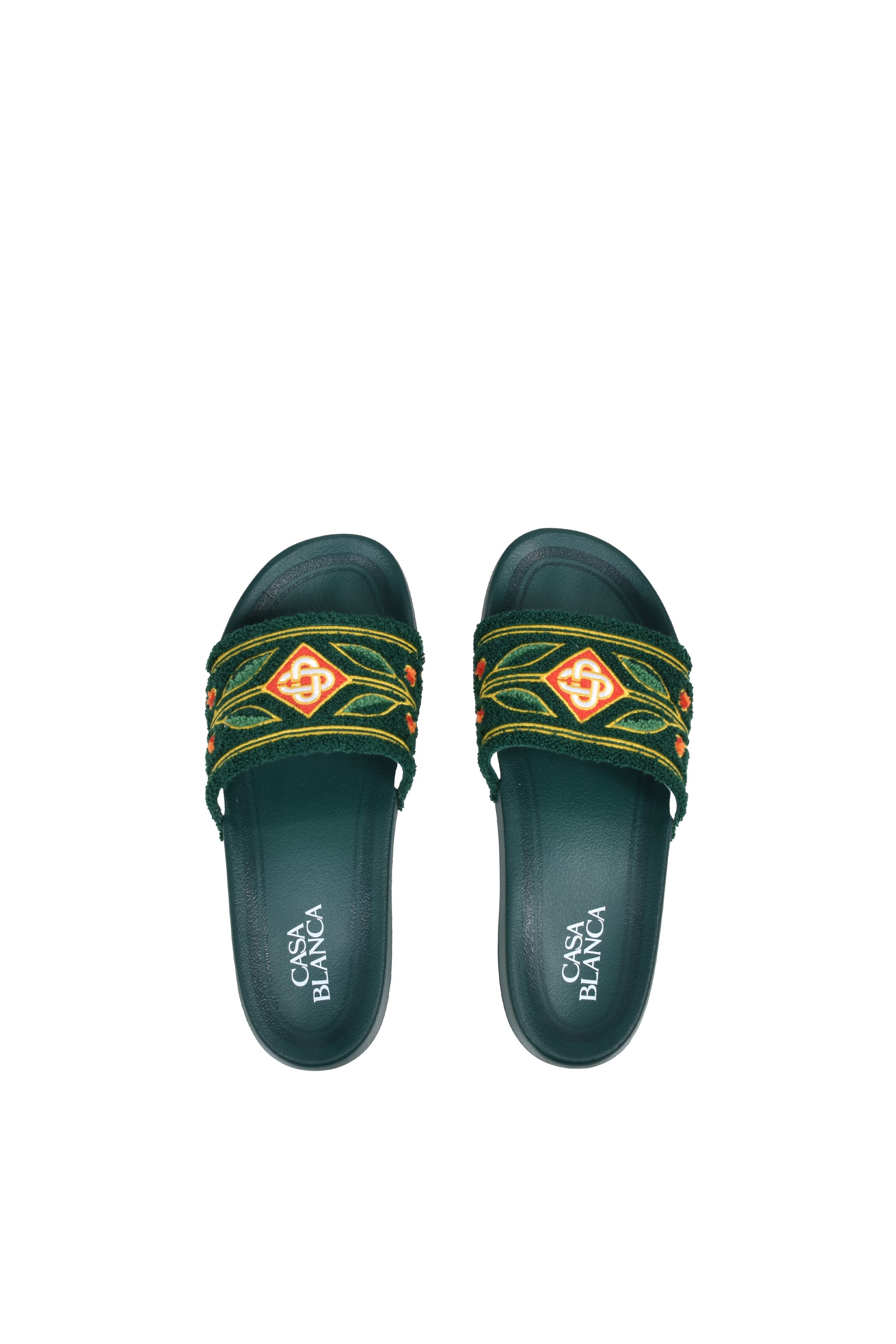 EMBROIDERED TERRY SLIDER / GRN