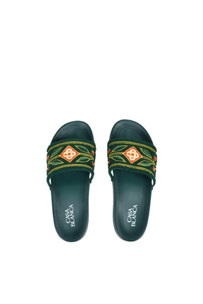 EMBROIDERED TERRY SLIDER / GRN