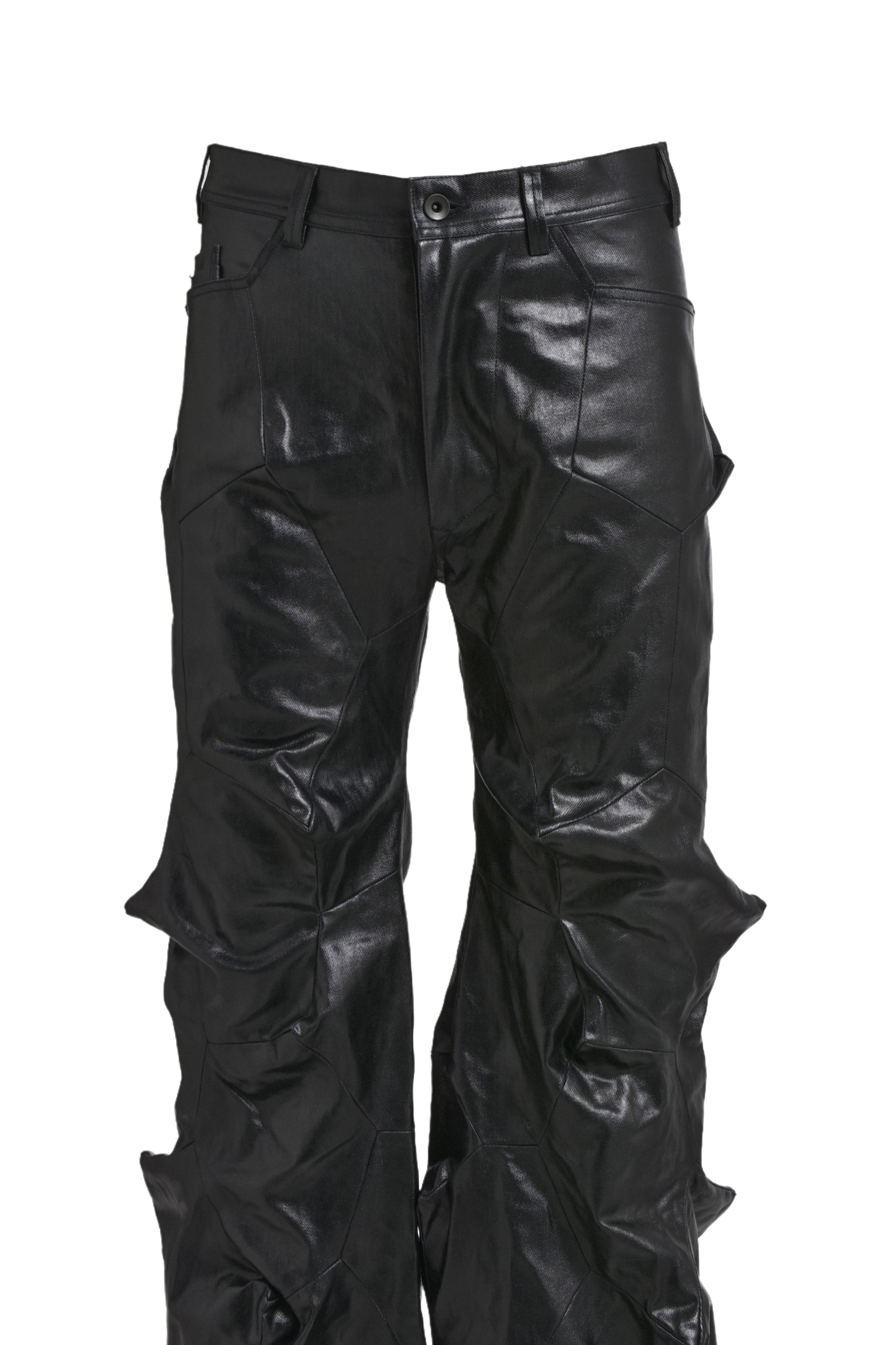 COATED WIDE DENIM TROUSER / BLK