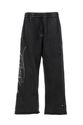 DISTRESSED SCRIPT SWEATPANT / BLK