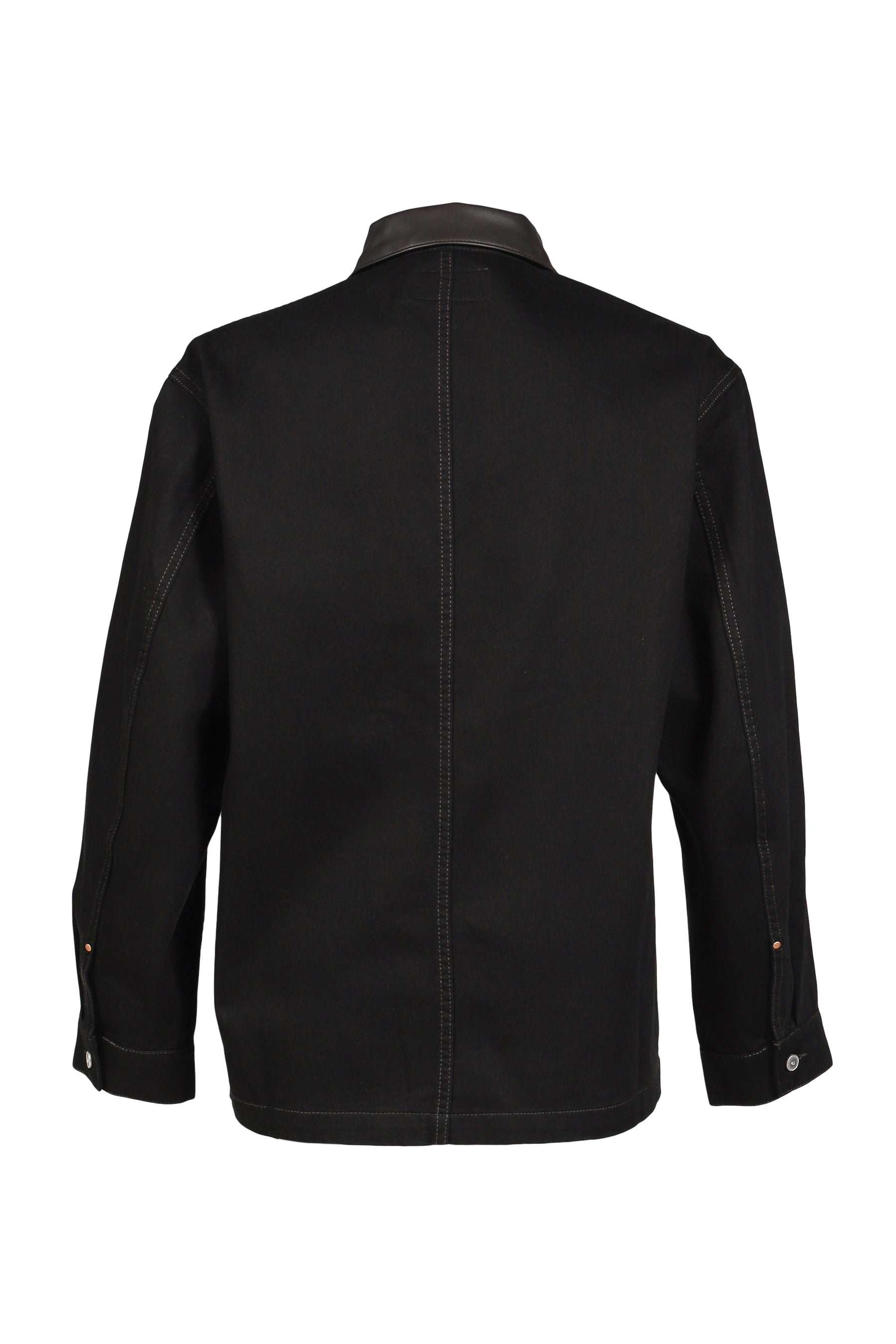 LEMAIRE ルメール SS26 WORKWEAR OVERSHIRT WITH LEATHER COLLAR / BLK