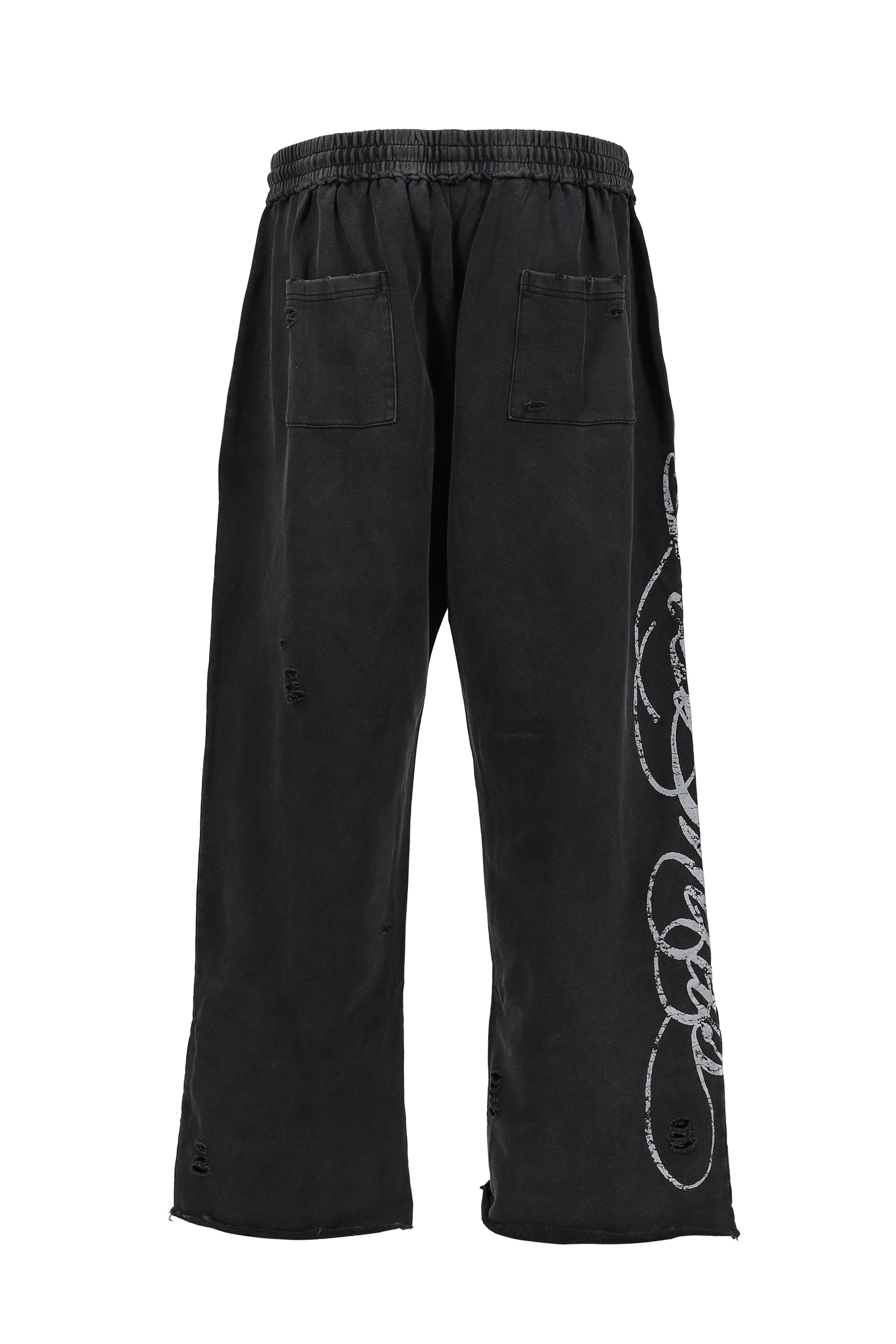 DISTRESSED SCRIPT SWEATPANT / BLK