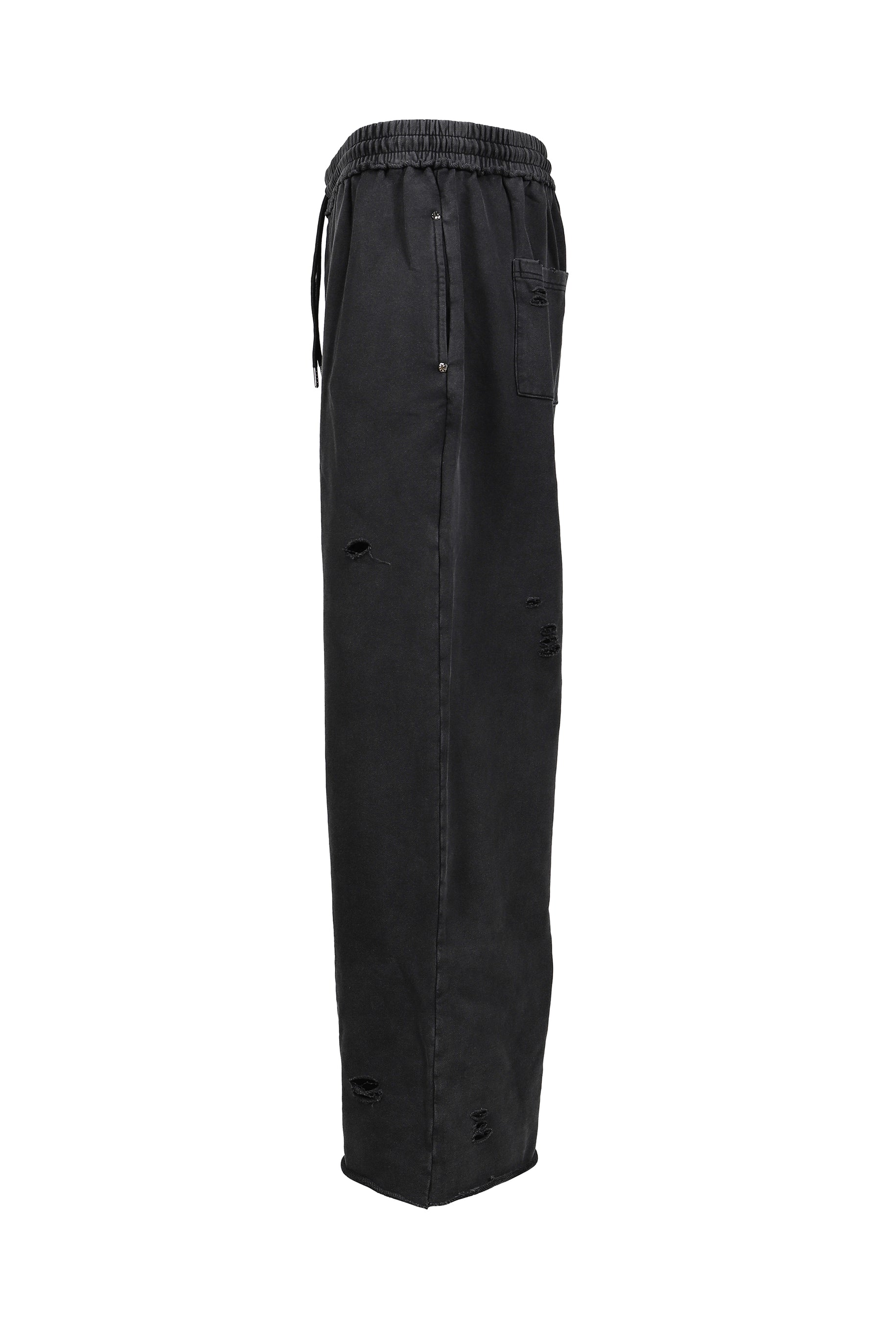 DISTRESSED SCRIPT SWEATPANT / BLK