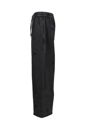 DISTRESSED SCRIPT SWEATPANT / BLK