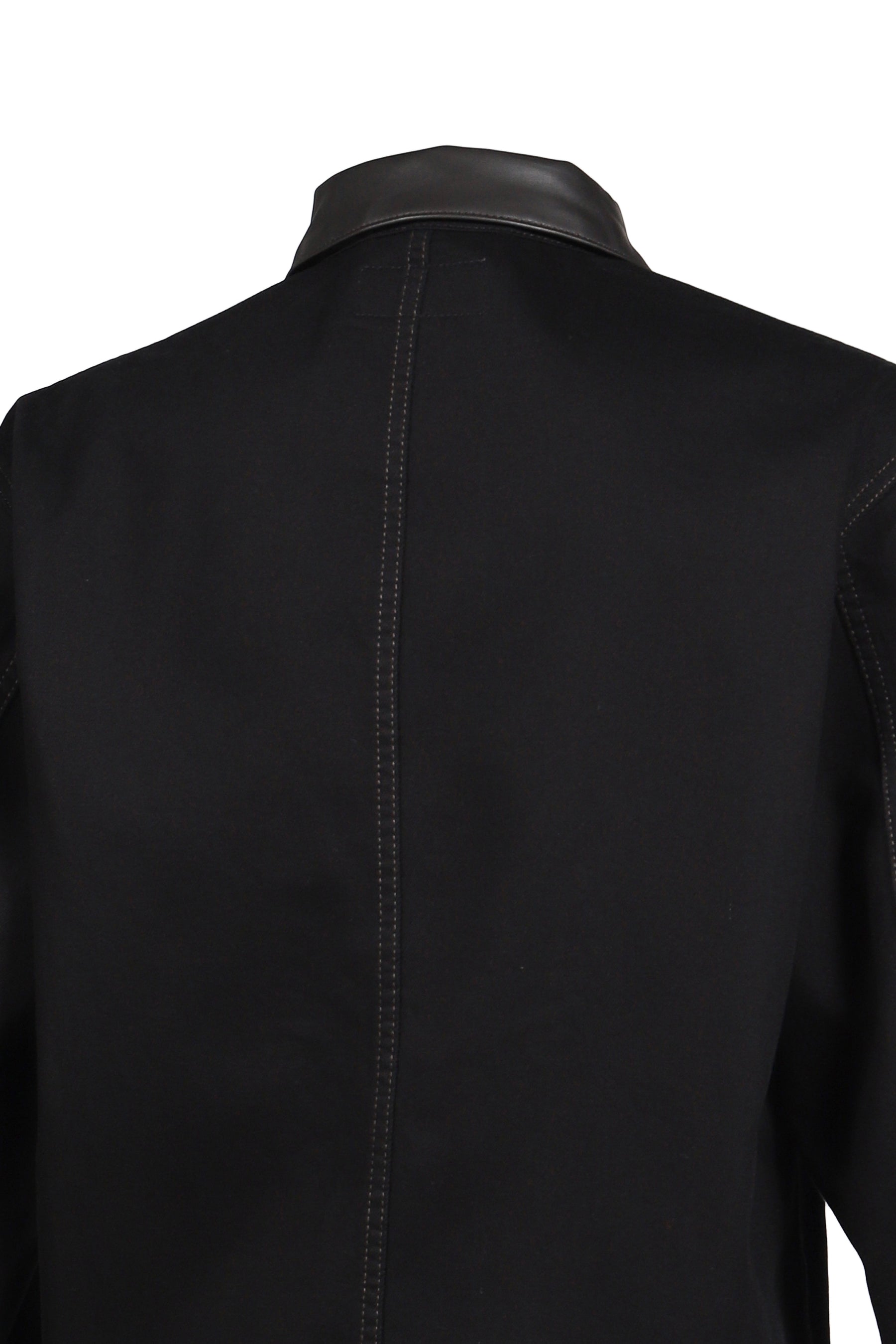 WORKWEAR OVERSHIRT WITH LEATHER COLLAR / BLK