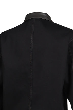 WORKWEAR OVERSHIRT WITH LEATHER COLLAR / BLK