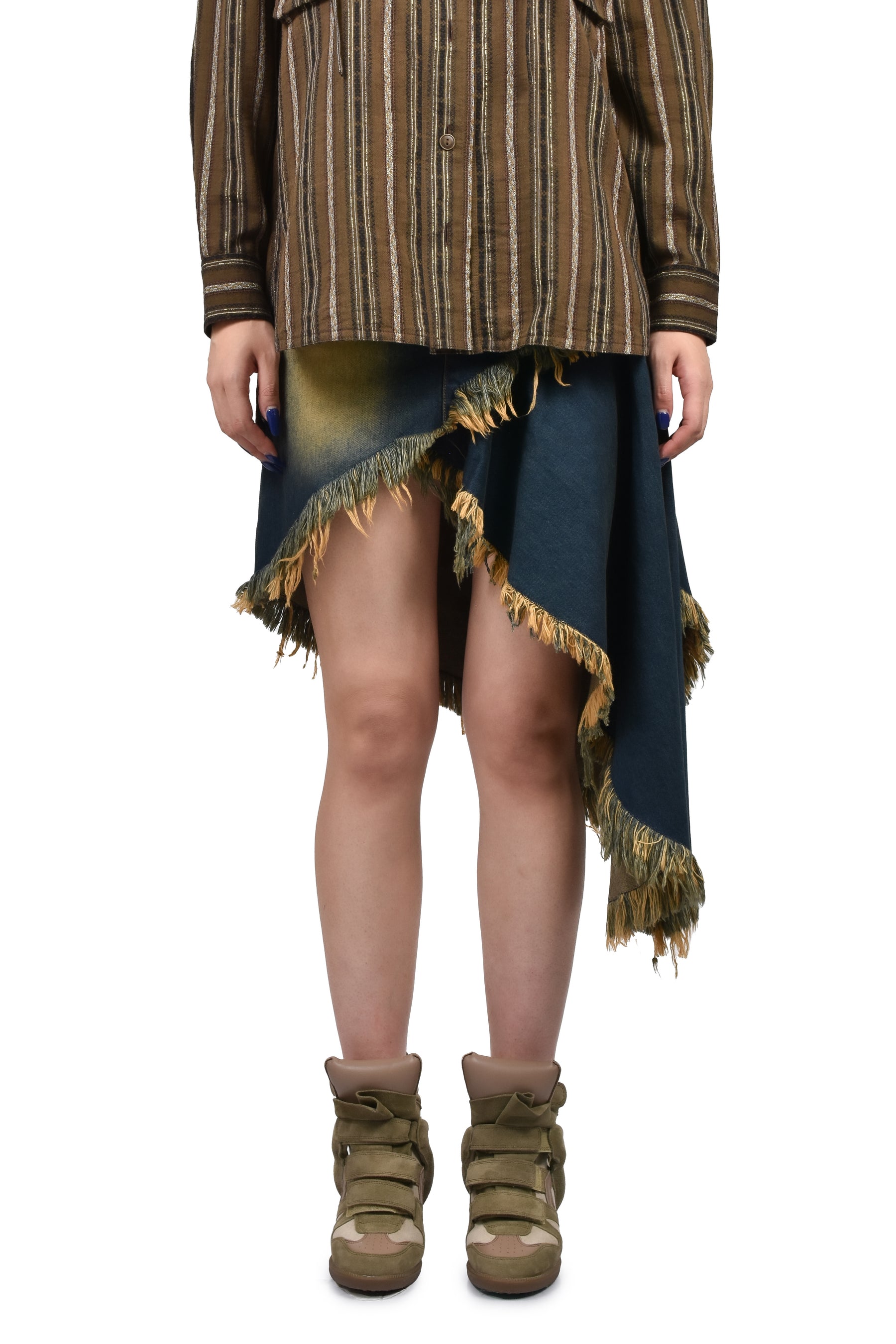 ASYMMETRY DENIM SKIRT / BLU