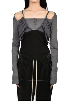 LAYERED PYJAMA TOP / D.GRY